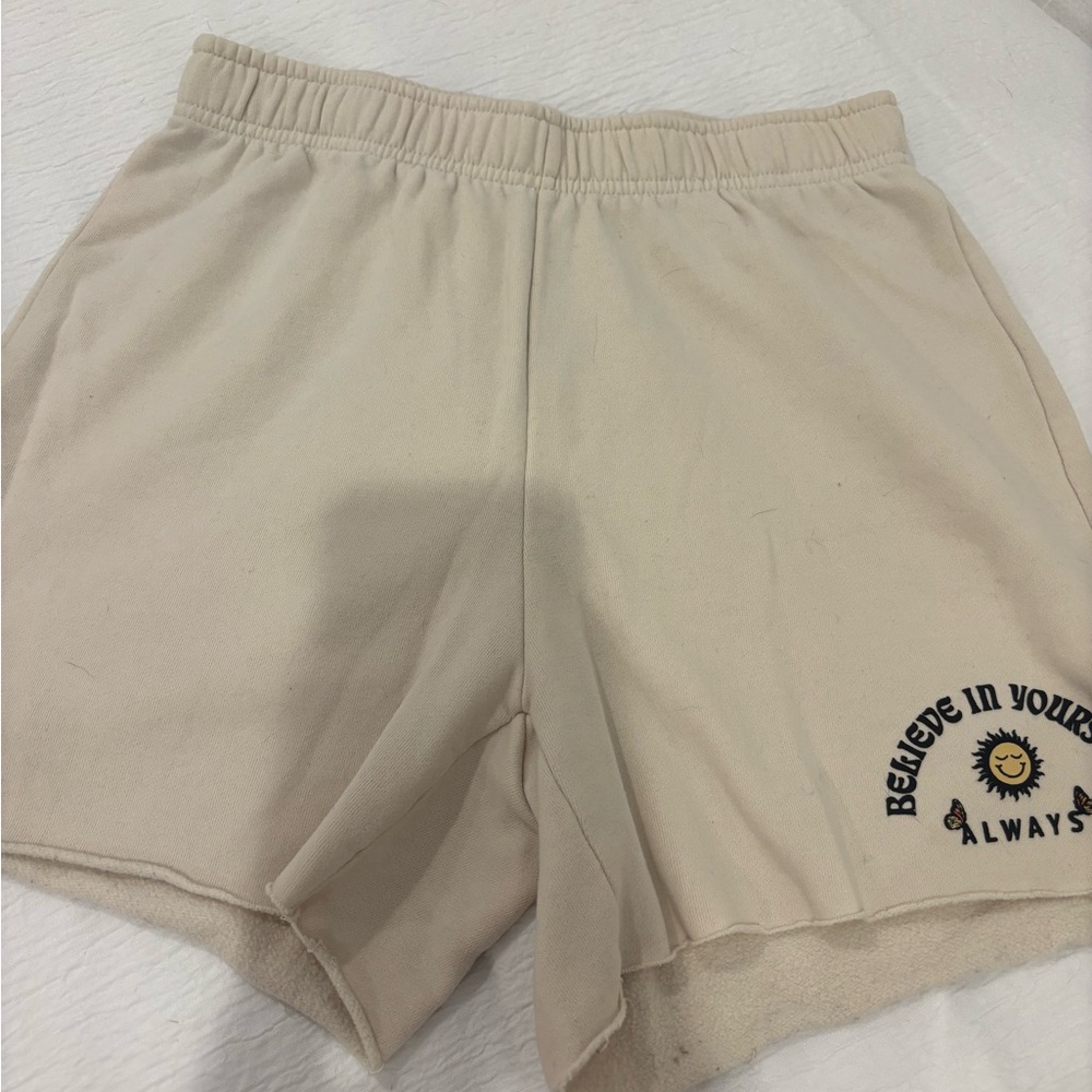 PacSun Cream Athletic Shorts with Motivational Print